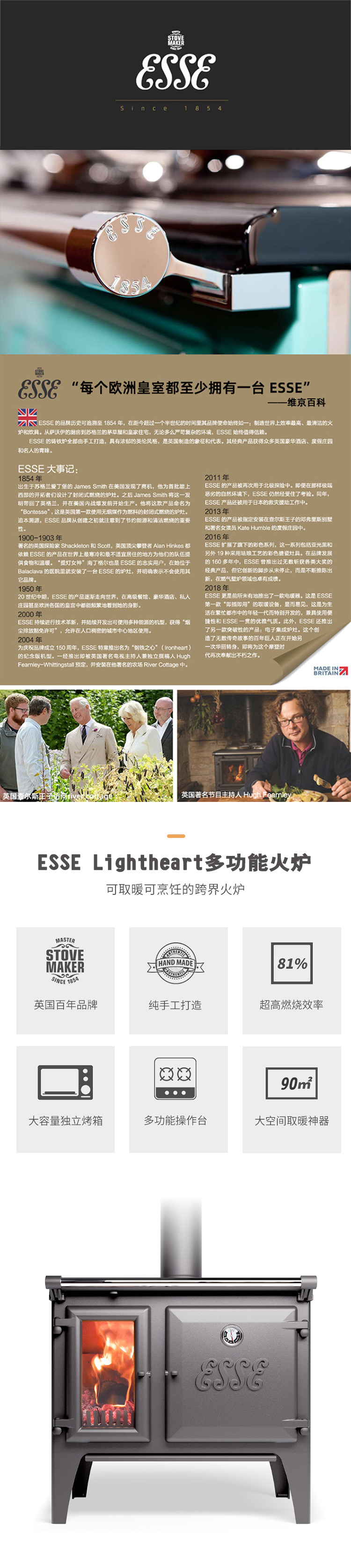 英國ESSE Lightheart 可以做飯的進口燃木壁爐1.jpg